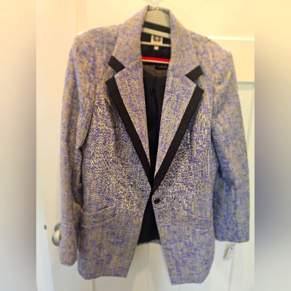 Anne Klein Purple Tweed Blazer with Black Trim